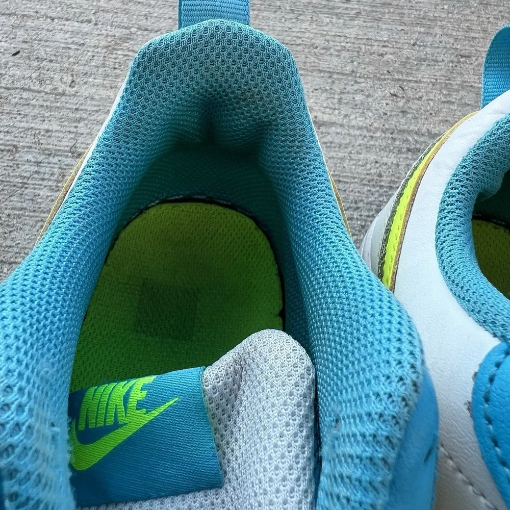 Nike Court Borough Low GS Size 6Y White Teal Volt‎ Sneaker Womens 7.5